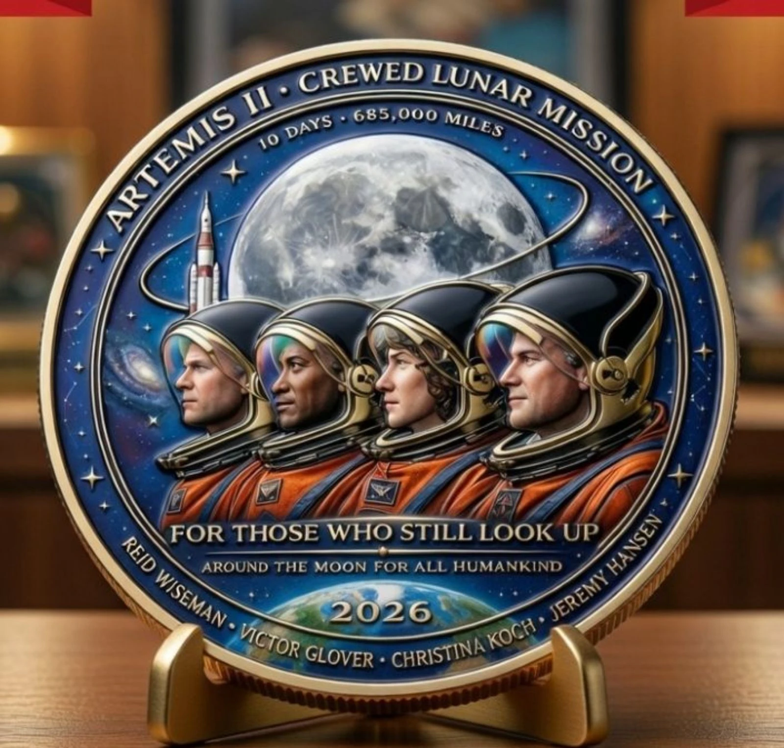 très belle médaille, mission spatiale Artemis